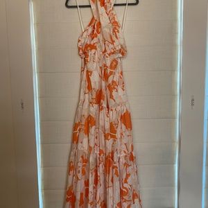 Orange criss cross halter dress